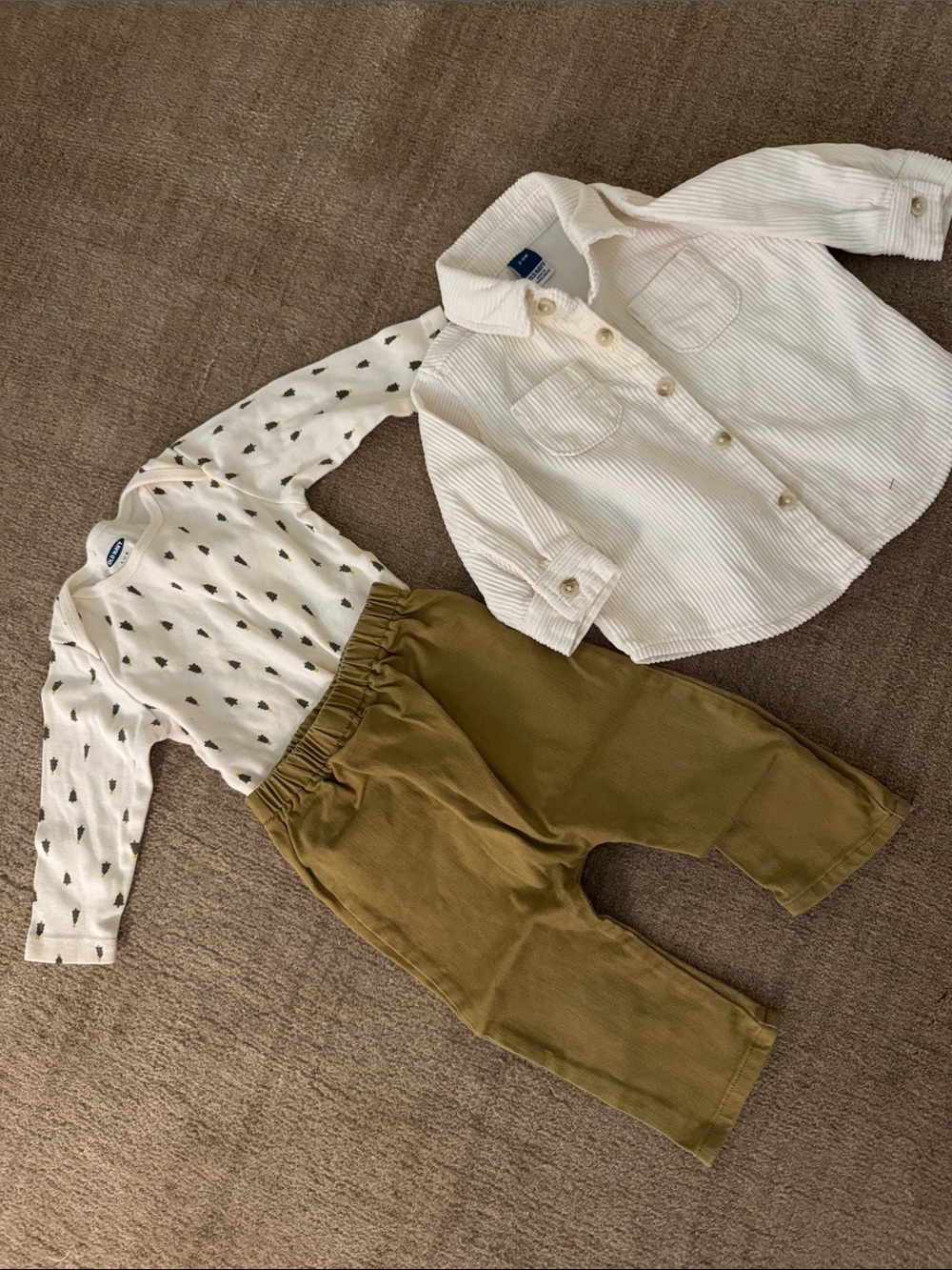 6M set Christmas Corduroy Button-Up Pants Set
